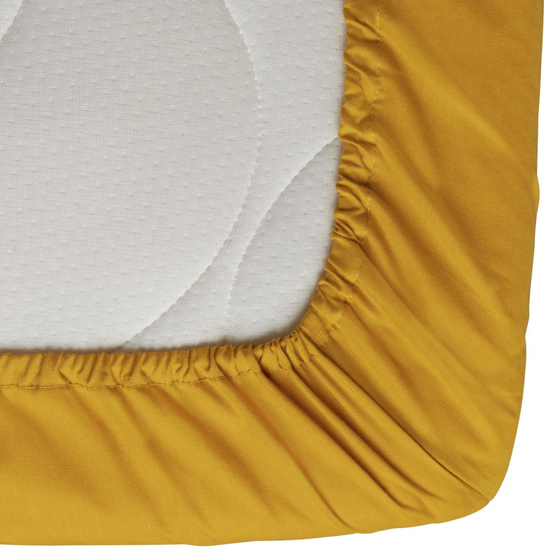 Habitat Cotton Rich 180 TC Plain Mustard Fitted Sheet-Double
