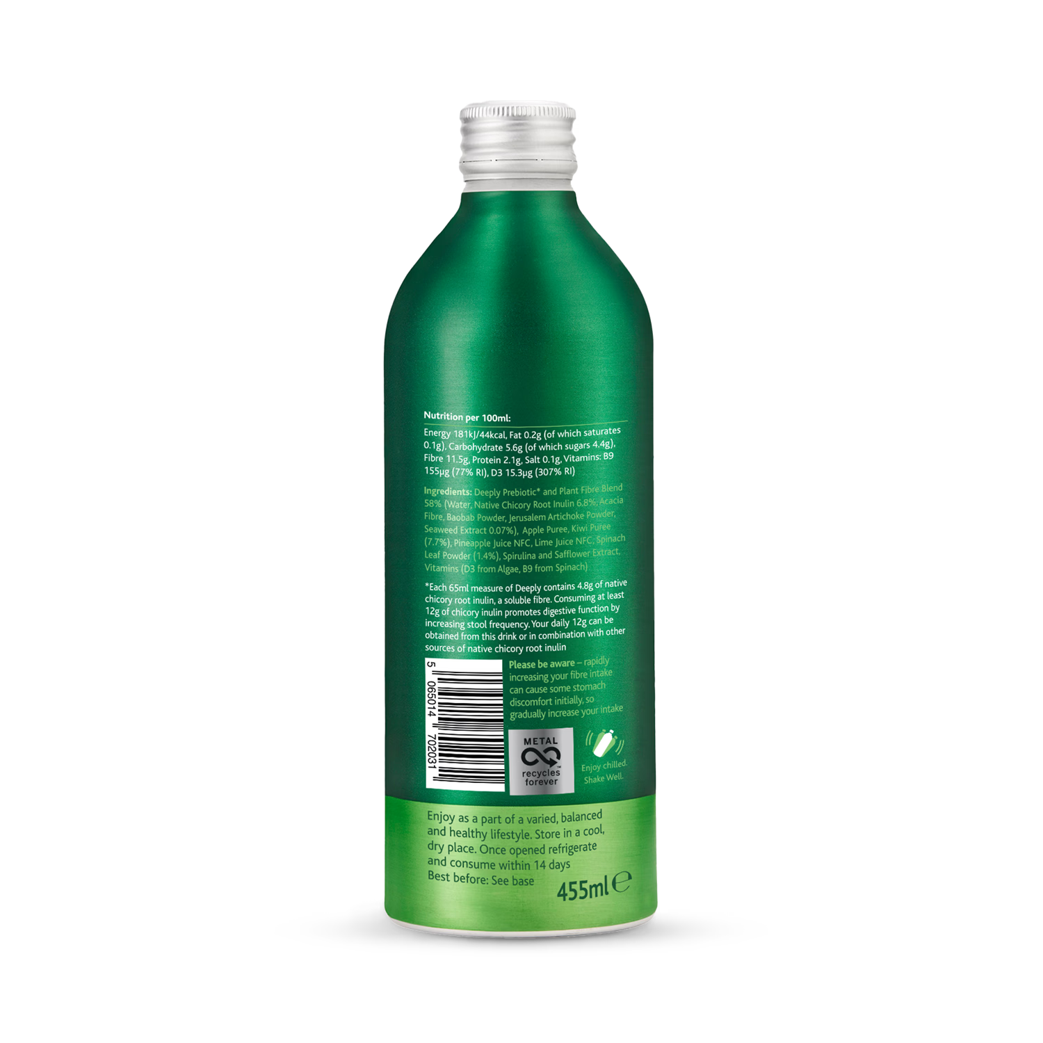 Deeply Gut Health Food With Prebiotic Plant Fibre Spinach Kiwi With Seaweed 65ml