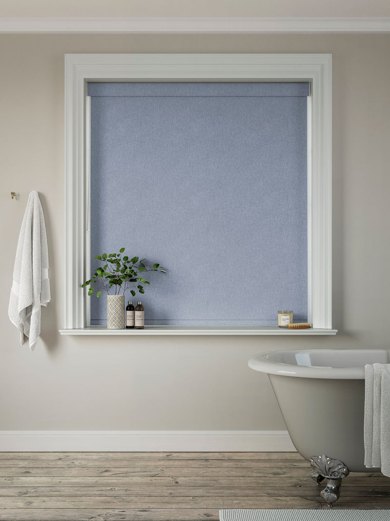 Next Denim Blue made to measure roller blind, imported from the UK