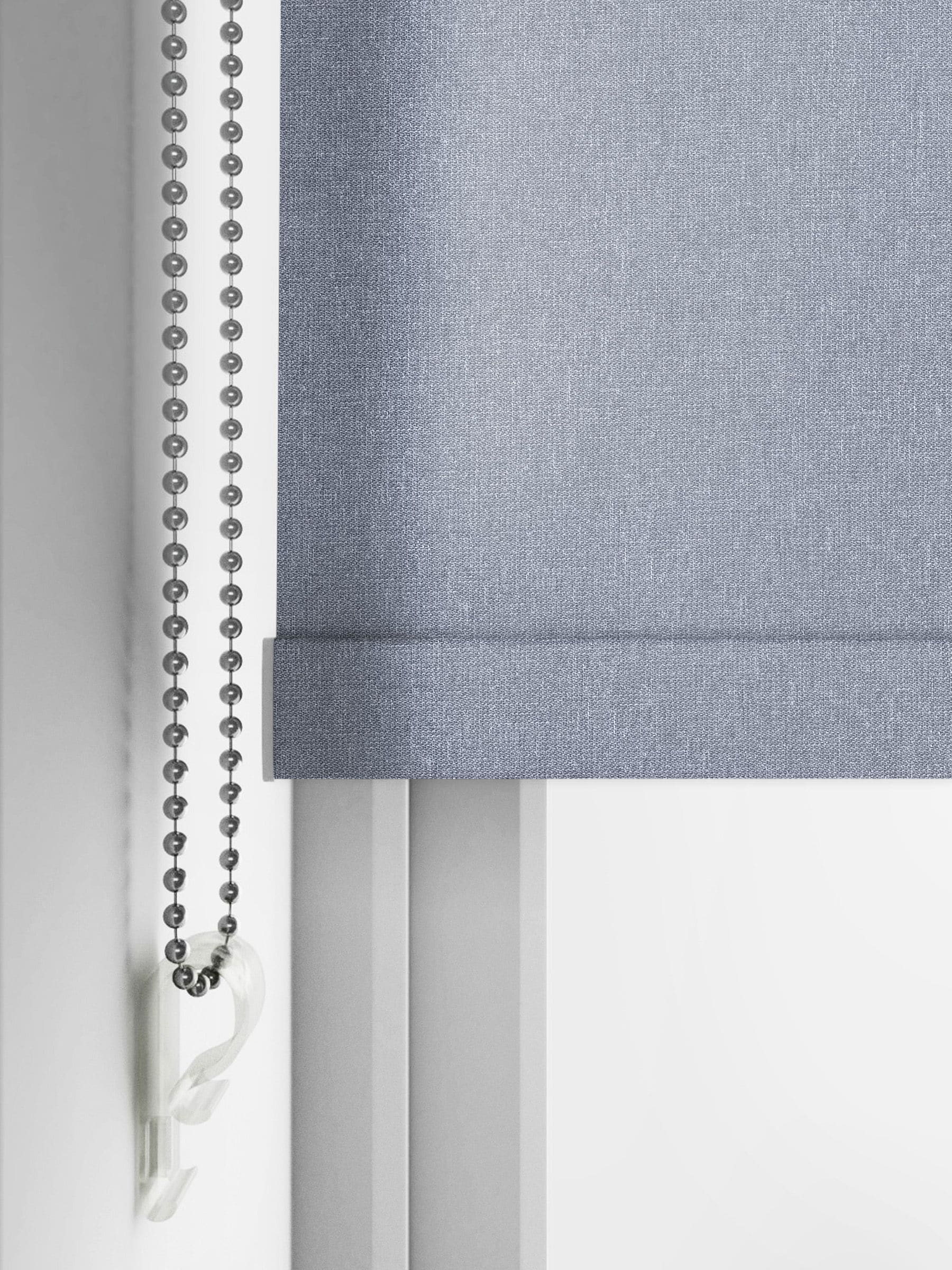 Next Denim Blue made to measure roller blind, imported from the UK