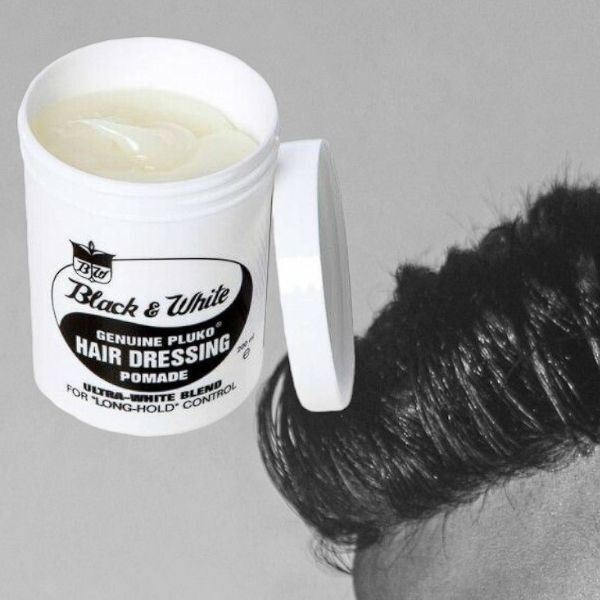 Black and White Pluko hair pomade 200ml, imported from the UK