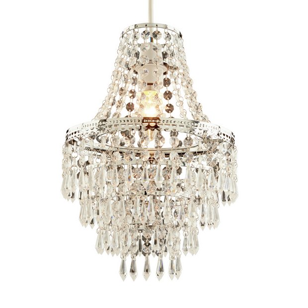 Argos Home Terri chrome clear lampshade 23cm, imported from the UK