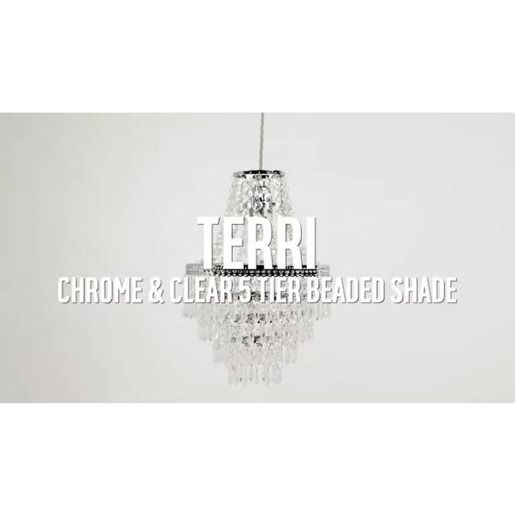Argos Home Terri chrome clear lampshade 23cm, imported from the UK