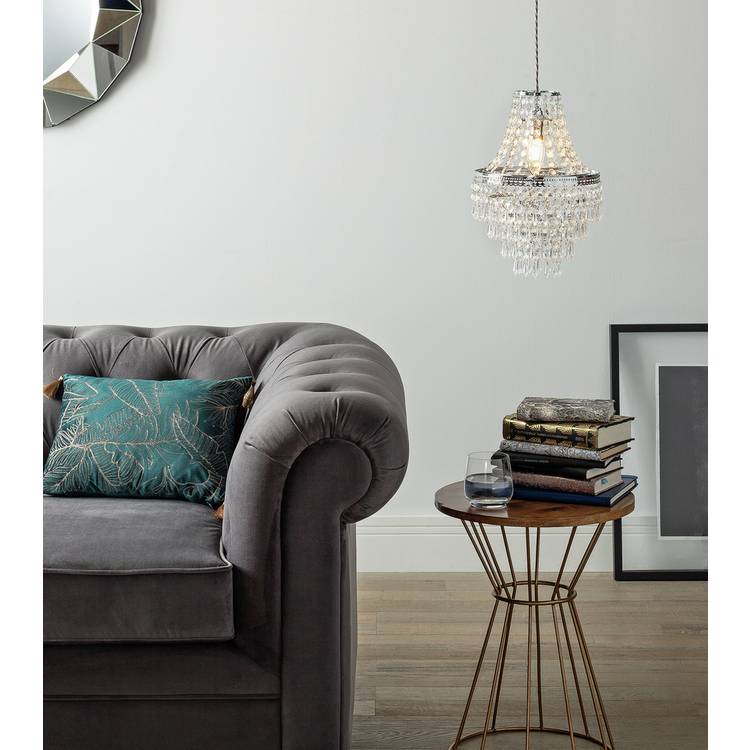 Argos Home Terri chrome clear lampshade 23cm, imported from the UK