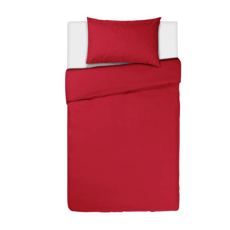 Habitat plain red single duvet set, imported from the UK