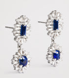 Suzanne Kalan drop earrings white gold diamond blue sapphire, imported from the UK