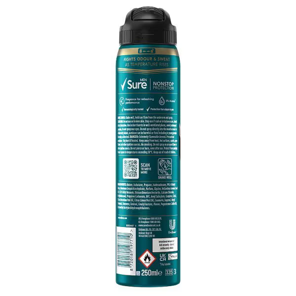 Sure Men Sport Cool Anti-Perspirant Spray 250ml (British brand)