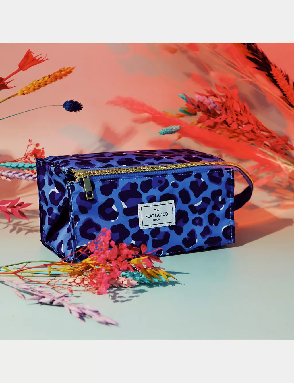 The Flat Lay Co. Open Flat Box Bag in Blue Leopard GOODS M&S   