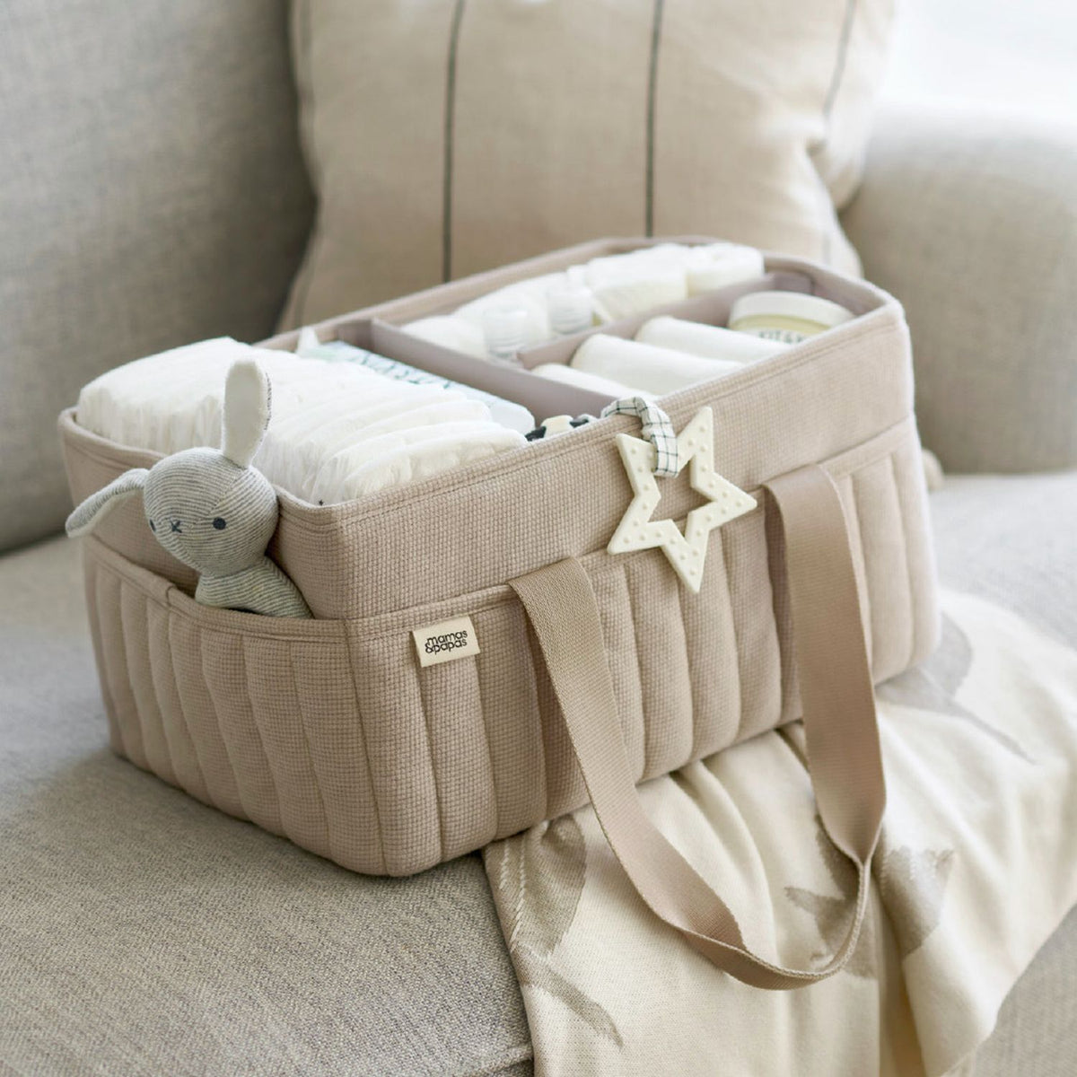 Mamas & Papas caddy changing bag cashmere waffle, imported from the UK