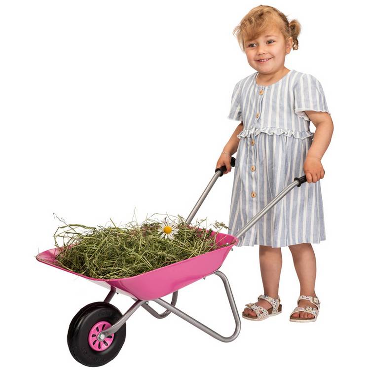 Rolly children's pink metal wheelbarrow, UK version