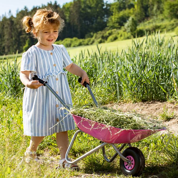 Rolly children's pink metal wheelbarrow, UK version