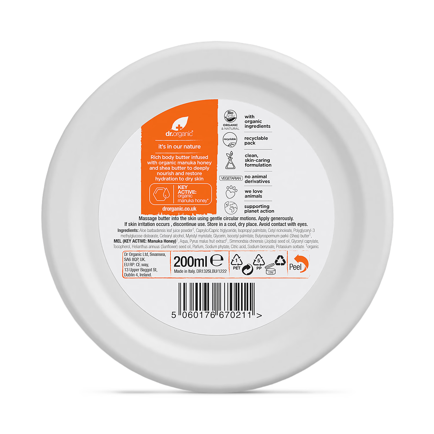 Dr Organic Manuka Honey Body Butter 200ml - British product