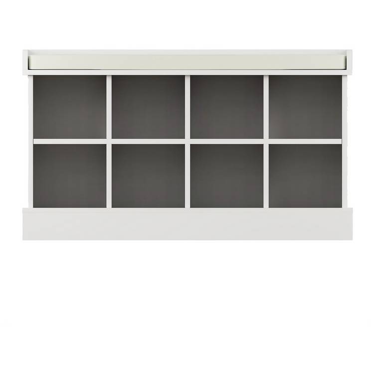 Kempton shoe bench in white finish with cushioned seat - British product