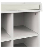 Kempton shoe bench in white finish with cushioned seat - British product