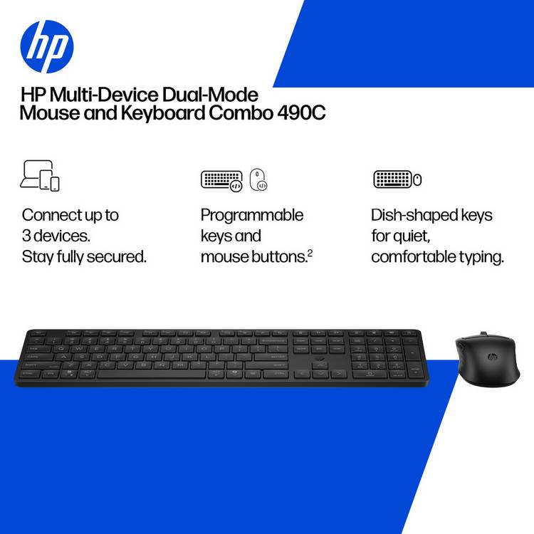 HP 490C wireless keyboard and mouse combo black - British product