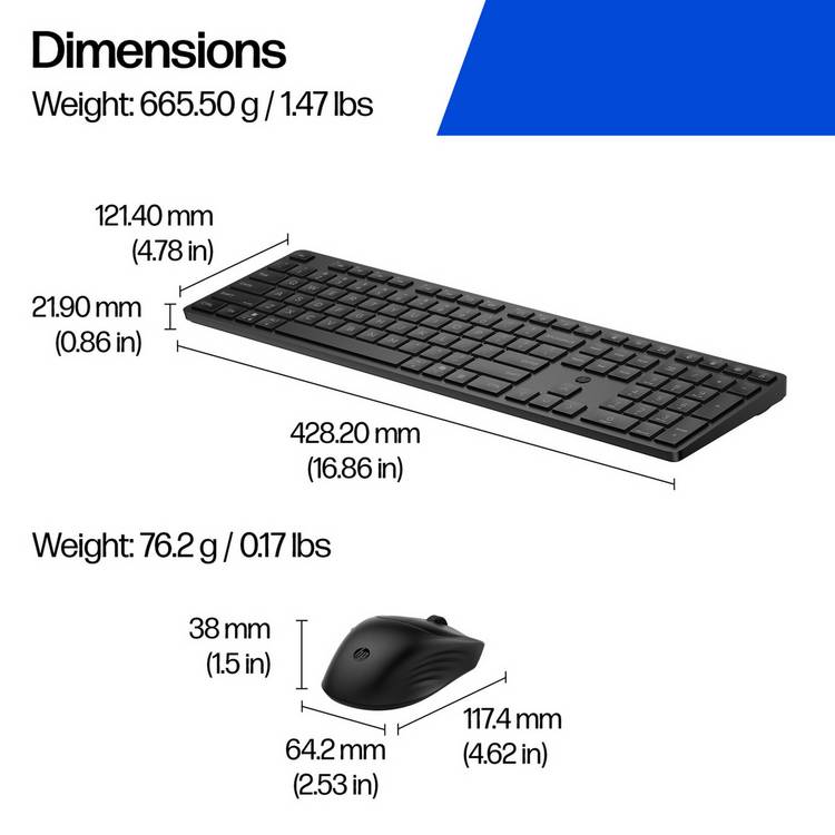 HP 490C wireless keyboard and mouse combo black - British product