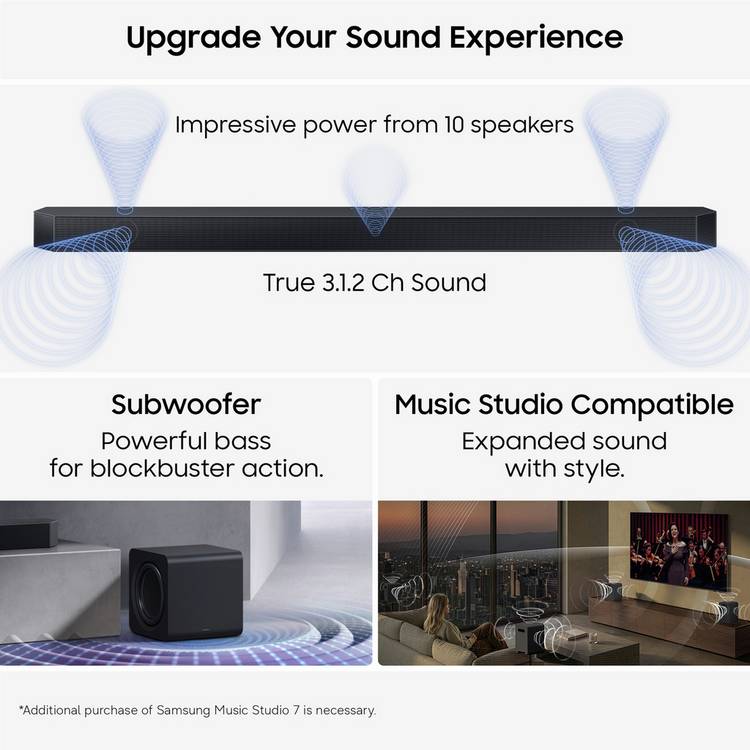 Samsung HW Q600H XU 3.1ch soundbar with wireless subwoofer, imported from the UK