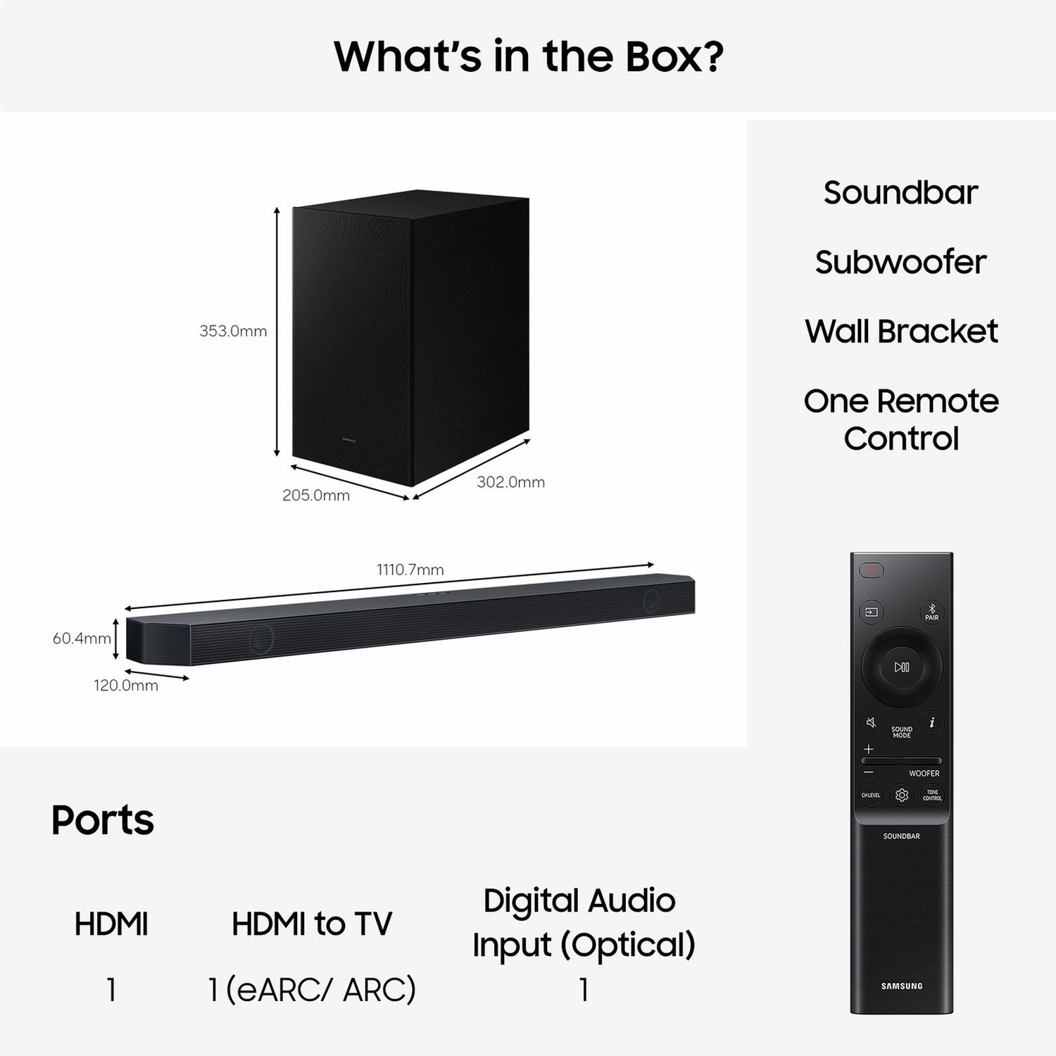 Samsung HW Q600H XU 3.1ch soundbar with wireless subwoofer, imported from the UK