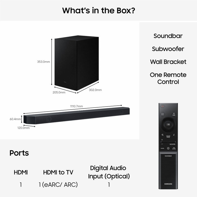 Samsung HW Q600H XU 3.1ch soundbar with wireless subwoofer, imported from the UK