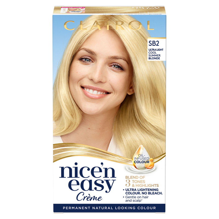 Clairol Nice’n Easy Permanent Hair Dye SB2 Ultra Light Cool Summer Blonde GOODS ASDA   