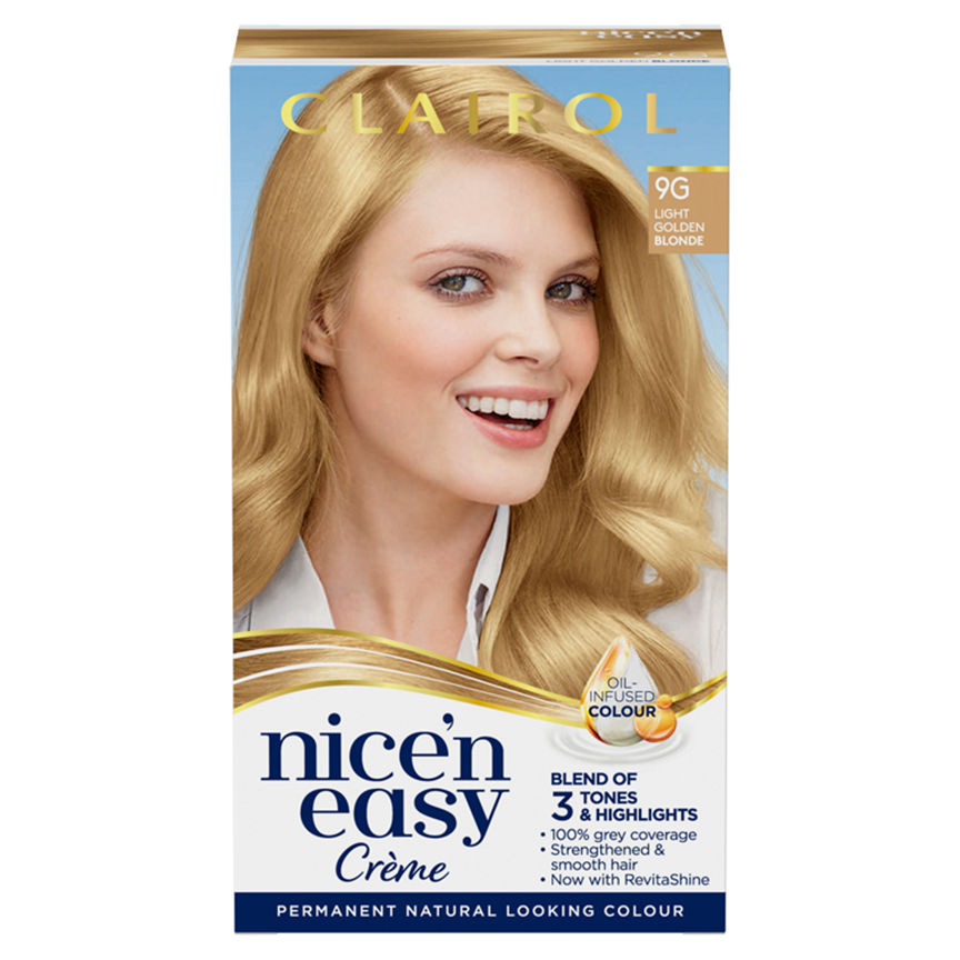 Clairol Nice’n Easy Permanent Hair Dye 9G Light Golden Blonde GOODS ASDA   