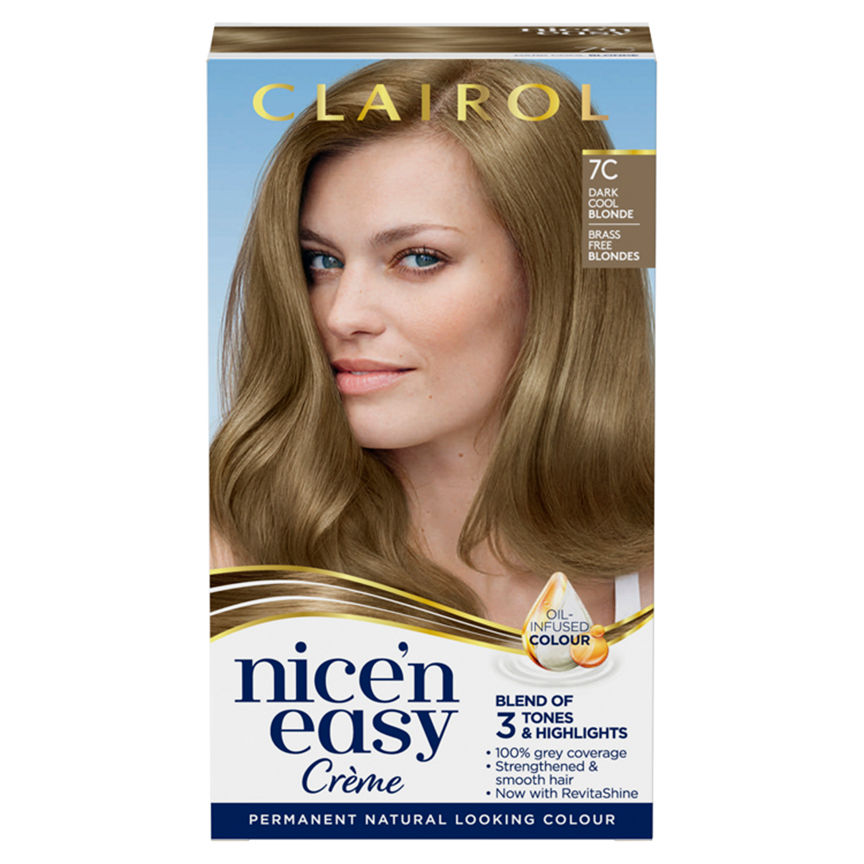 Clairol Nice’n Easy Permanent Hair Dye 7C Dark Cool Blonde GOODS ASDA   