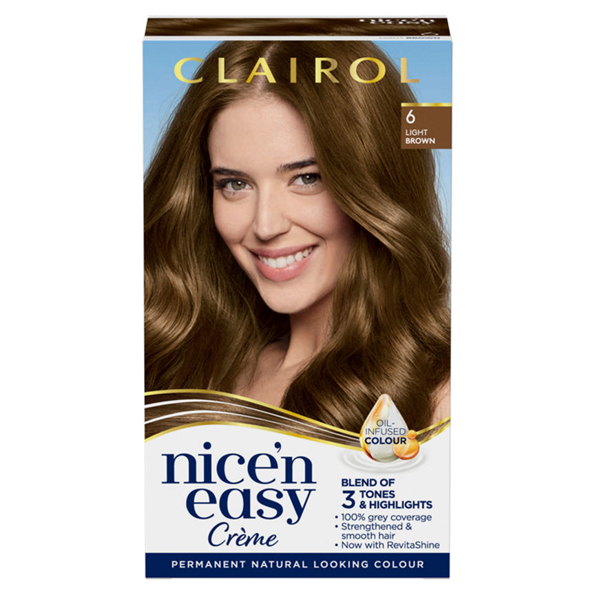 Clairol Nice’n Easy Permanent Hair Dye 6 Light Brown GOODS ASDA   