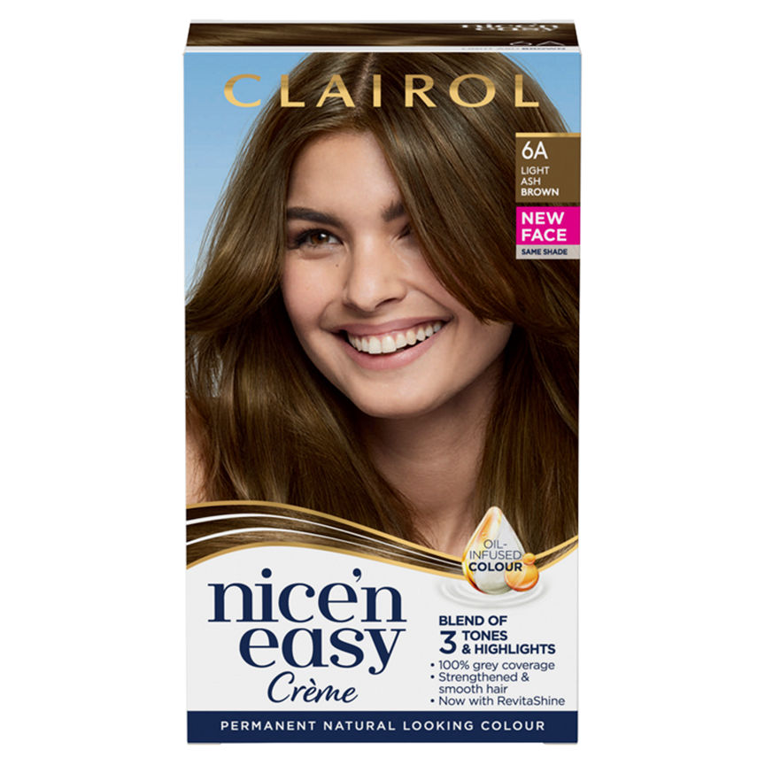 Clairol Nice’n Easy Permanent Hair Dye 6A Light Ash Brown GOODS ASDA   