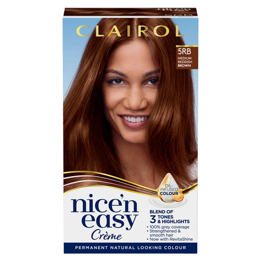 Clairol Nice’n Easy Permanent Hair Dye 5RB Medium Reddish Brown GOODS ASDA   