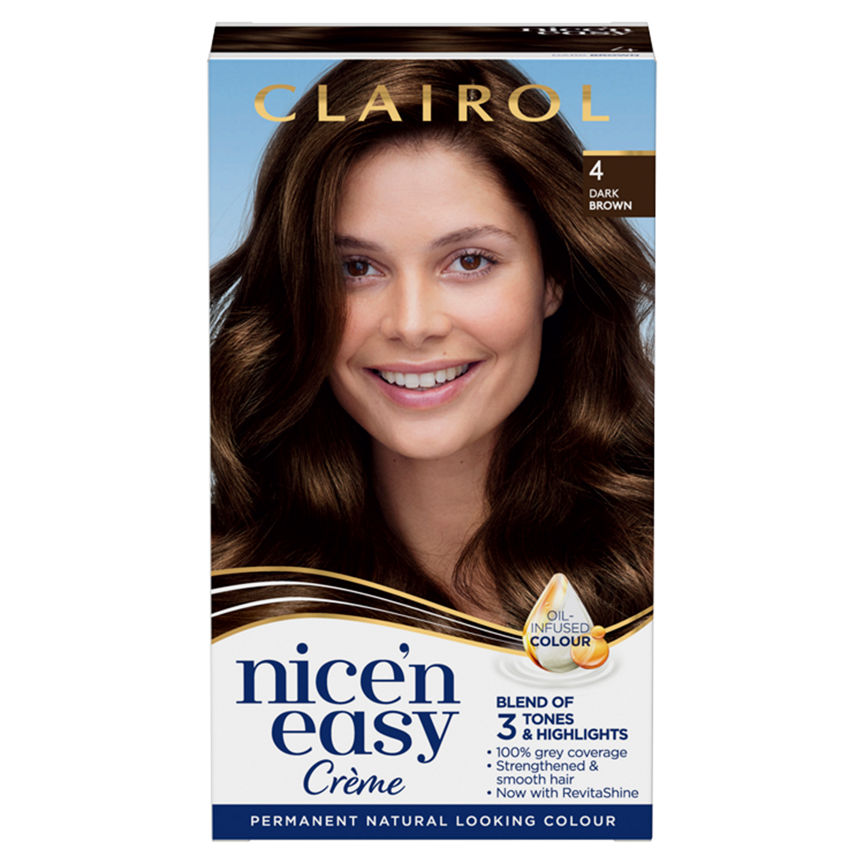 Clairol Nice’n Easy Permanent Hair Dye 4 Dark Brown GOODS ASDA   