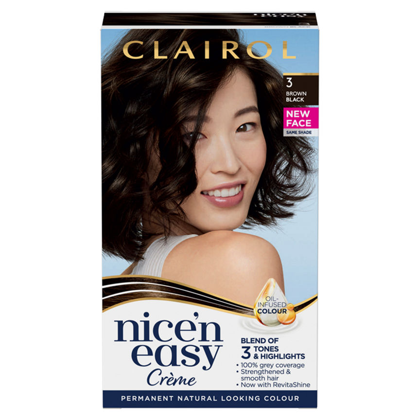 Clairol Nice’n Easy Permanent Hair Dye 3 Brown Black GOODS ASDA   