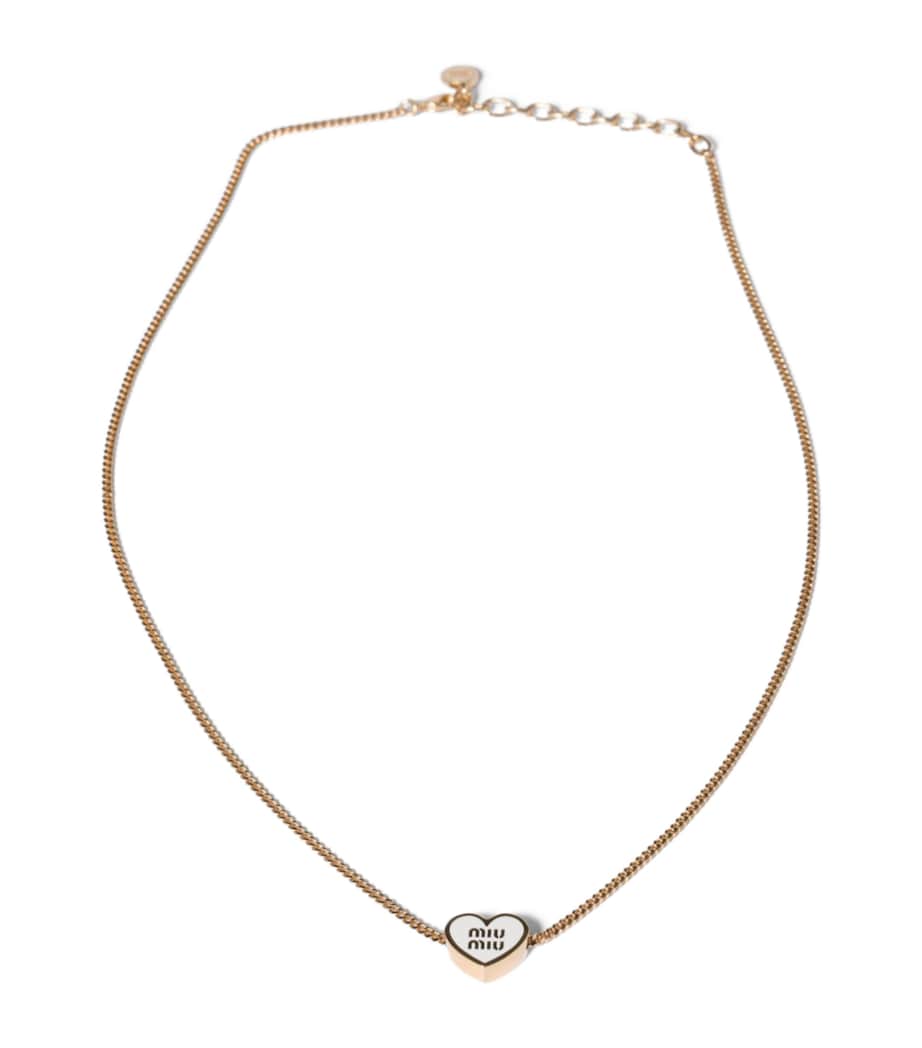 Miu Miu enamel heart pendant necklace chain, imported from the UK