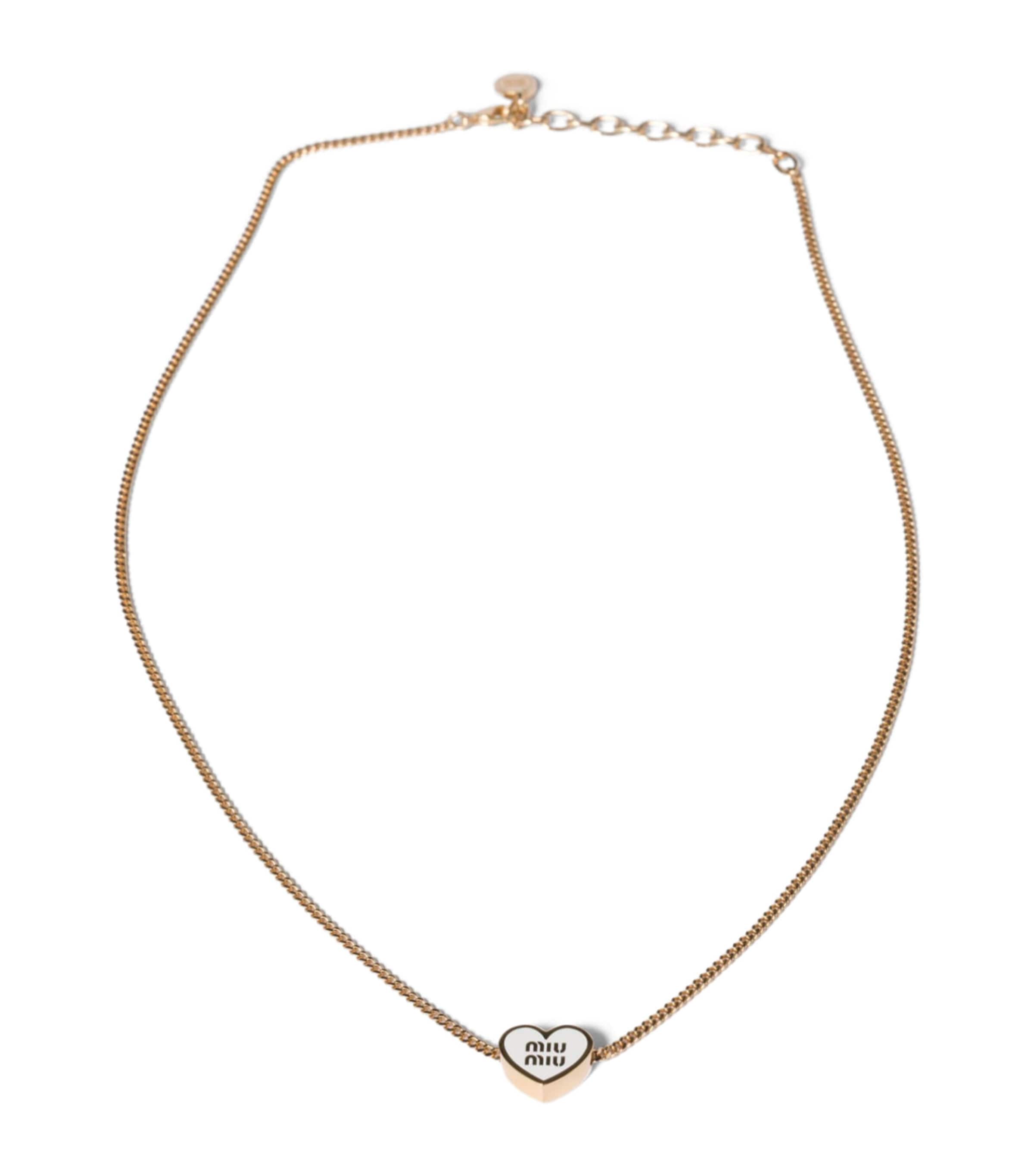 Miu Miu enamel heart pendant necklace chain, imported from the UK