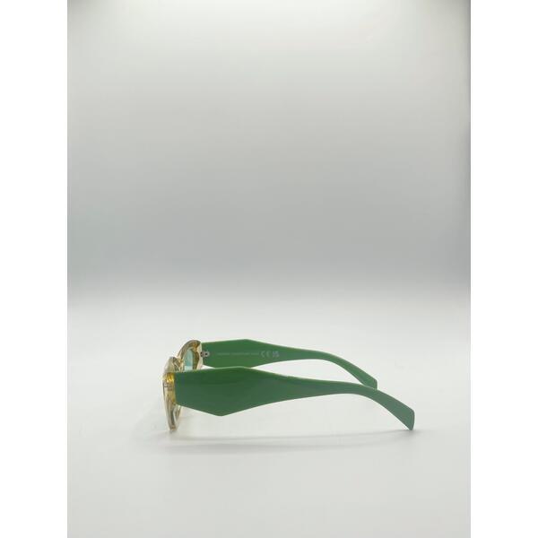 SVNX angular framed sunglasses brown green arms - British product