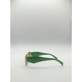 SVNX angular framed sunglasses brown green arms - British product