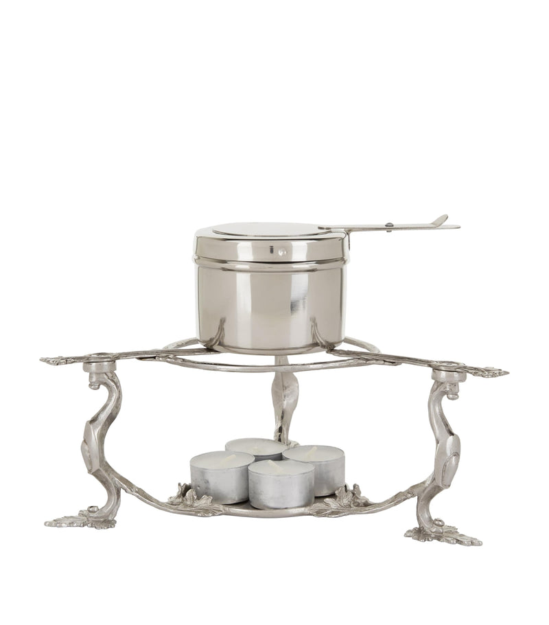 Ruffoni hammered stainless steel candle and gel warmer stand 26cm, imported from the UK