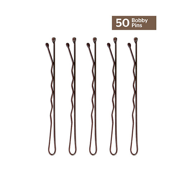 Brushworks Brown Bobby Pins - 50 Pieces