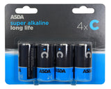 ASDA Long Life Super Alkaline  C Batteries General Household ASDA   