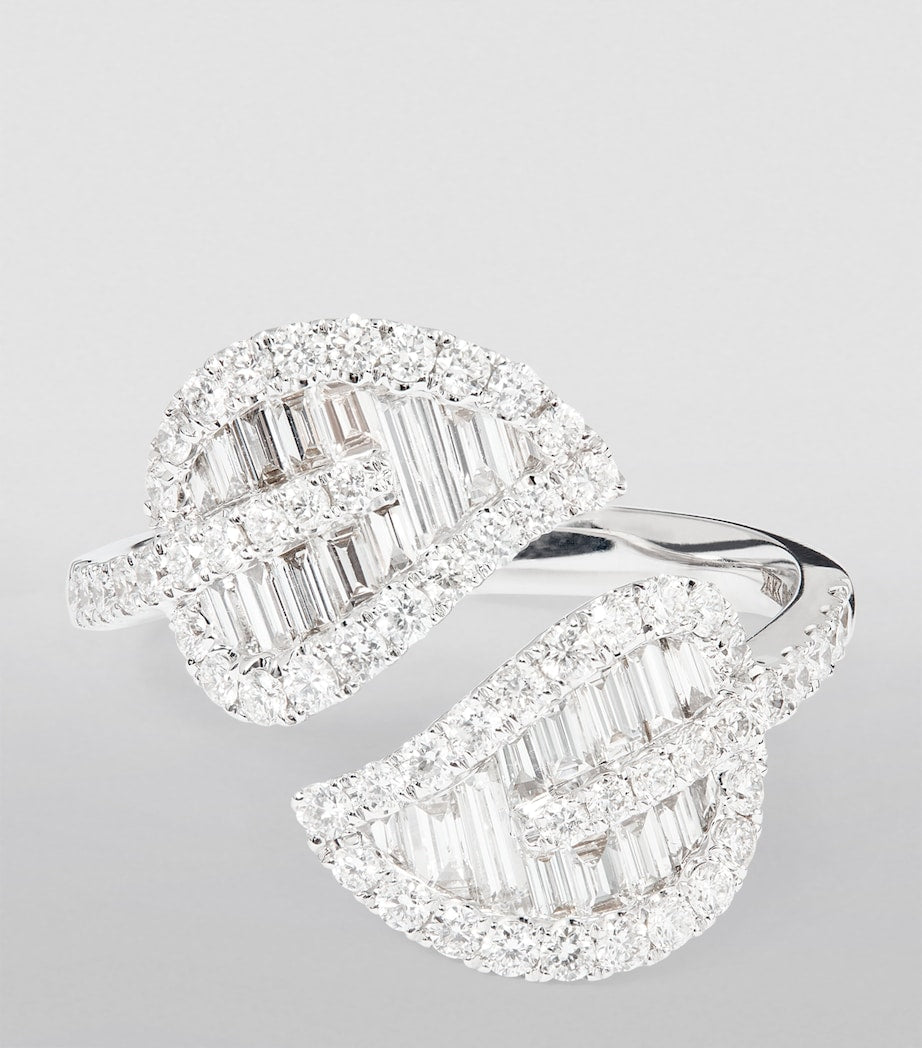 Anita Ko diamond leaf ring in 18kt white gold, imported from the UK