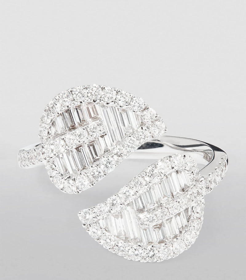 Anita Ko diamond leaf ring in 18kt white gold, imported from the UK