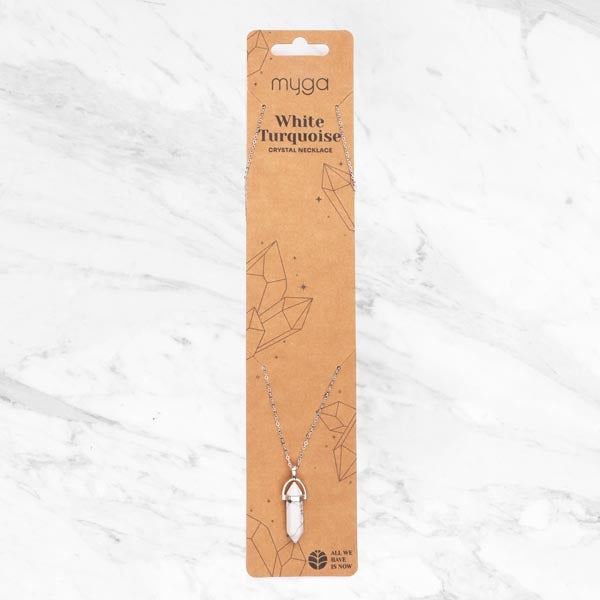 Myga necklace white turquoise pendant 45cm chain, UK version