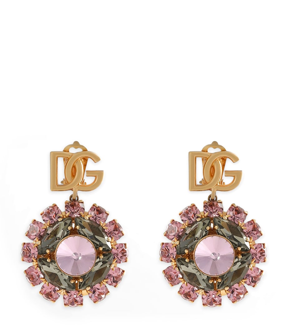 Dolce&Gabbana crystal clip-on earrings with DG logo (British brand)