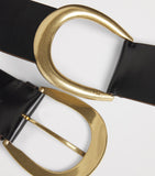 Chloé oversized leather belt with gold-tone C-shaped buckle (British brand)
