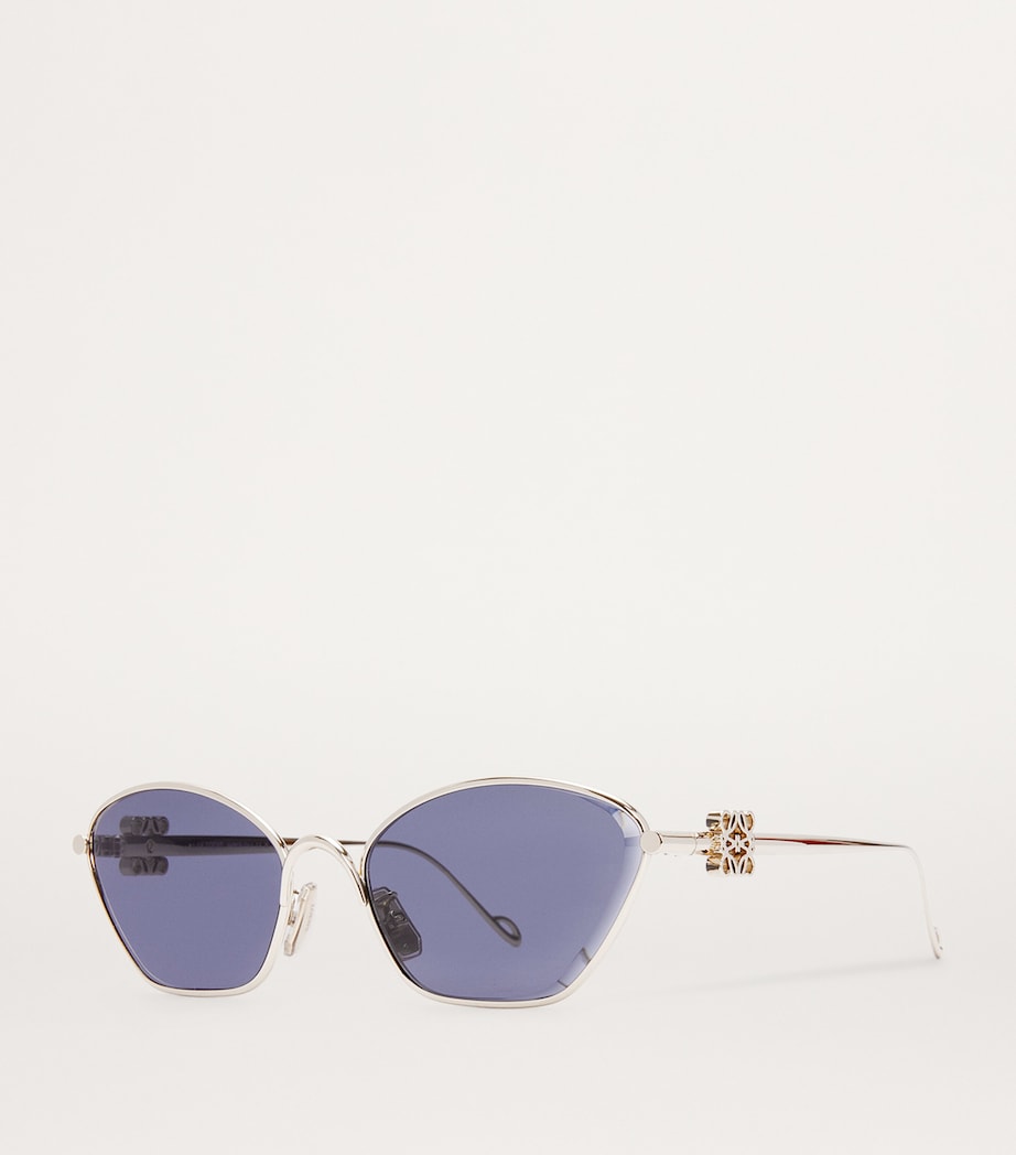 LOEWE hexagonal sunglasses silver metal blue tinted lenses (British brand)