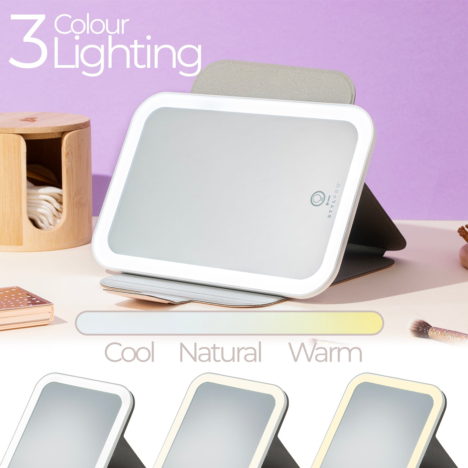 Stylpro On Tour Petite Travel Mirror with LED lights, imported from the UK
