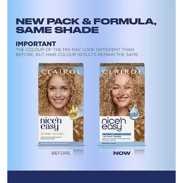 Clairol Nice'N Easy permanent hair dye medium golden blonde - British product
