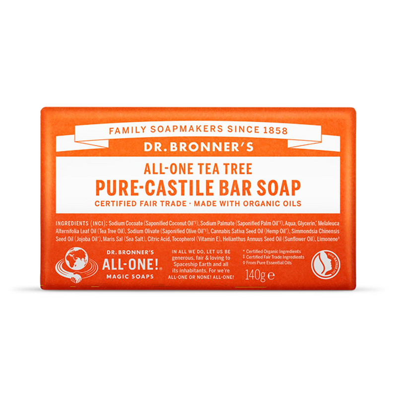 Tea Tree Pure-Castile Bar Soap for Body, Face, and Hair 140g