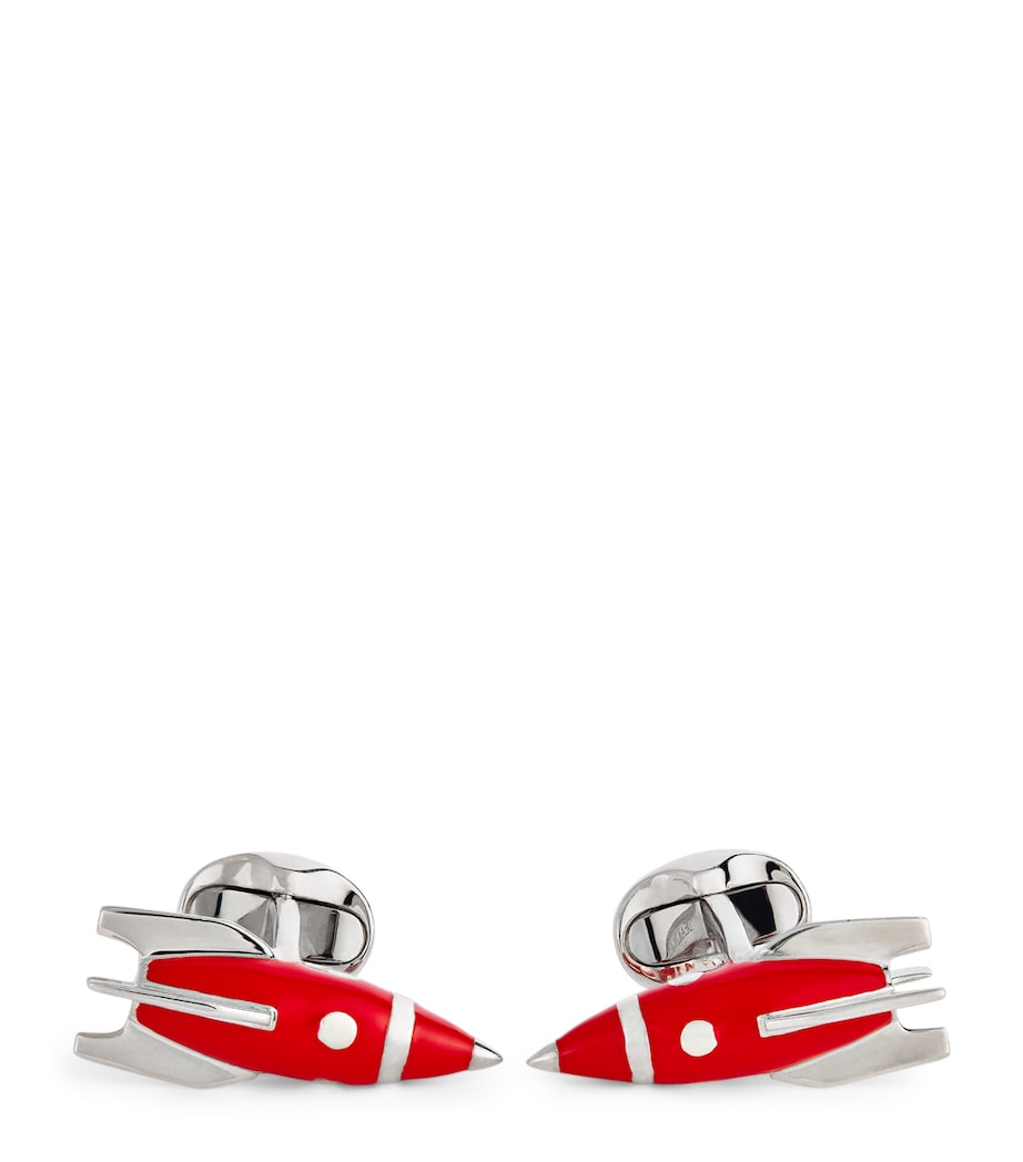 Deakin & Francis sterling silver enamel rocket cufflinks, imported from the UK
