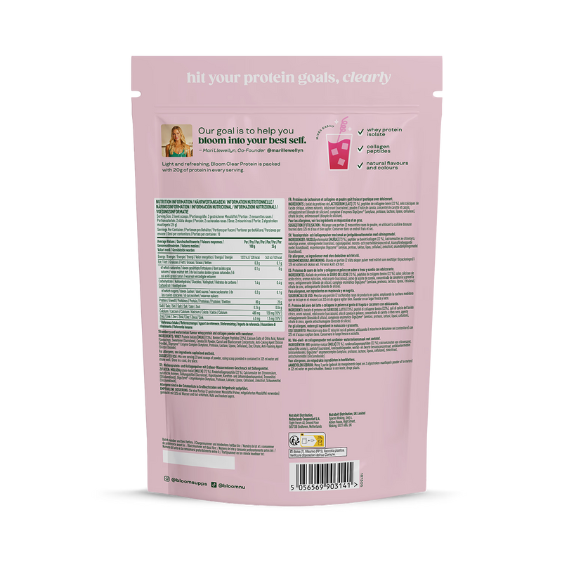 Bloom clear protein collagen strawberry watermelon 250g (British brand)