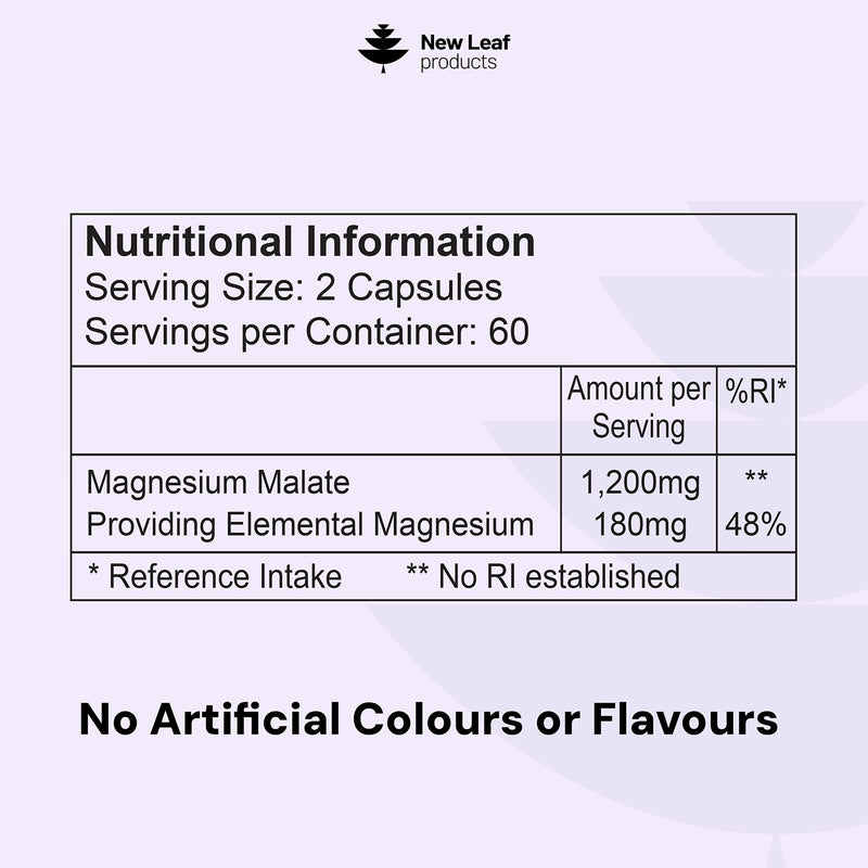 Magnesium Malate supplement 120 capsules, UK version